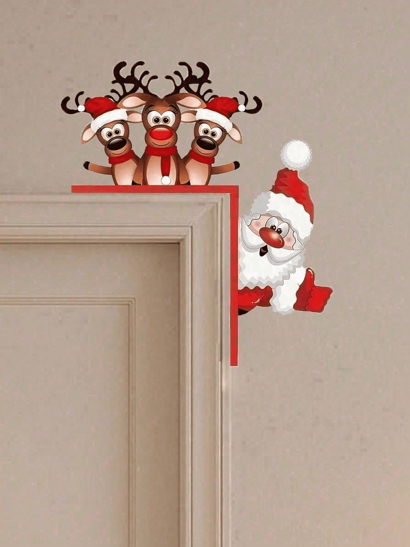 Waterproof Reindeer Christmas Door Decor Outdoor Indoor Holiday Home Decoration