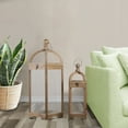 thumbnail image 6 of Benzara Metal Frame Bellied Lantern with Wooden Lattice Design, Small, Black, 6 of 6