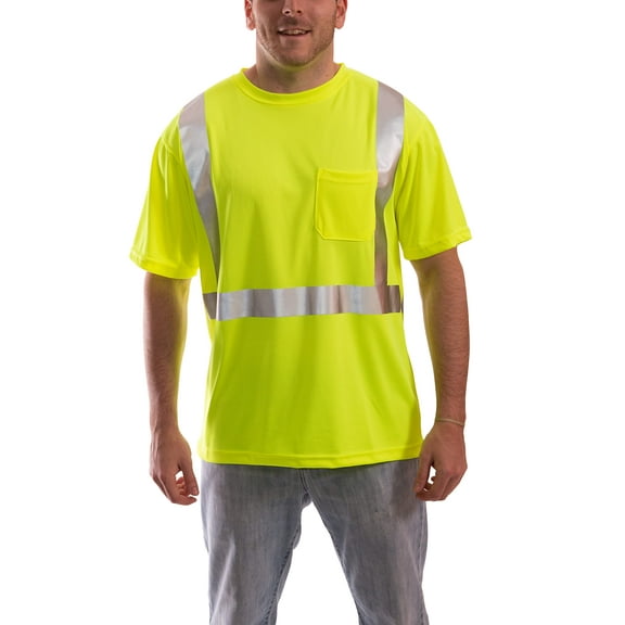 Tingley Job Sight S75022 High Visibility Class 2 T-Shirt, 5X, Fluorescent Yellow-Green
