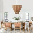 thumbnail image 3 of KAWOTI 5-Light Beige Oversize 4-Tiered Pendant Light with Rattan Shade, 3 of 8