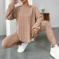 thumbnail image 5 of Aoujea Up to 50% off Womens Sweatsuits Plus Size Fashion Solid Color Fall And Winter Long Sleeved Comfortable Hooded Casual Pants Home Clothing Set on Clearance, 5 of 9