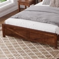 thumbnail image 4 of Leumius Farmhouse Style Queen Size Bed with Barn Door Designed Headboard and Footboard, Pinewood Bed with Strengthened Bed Frame for Teens Adults Walnut, 4 of 8