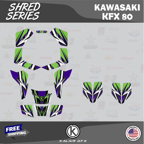 Kalair GFX Graphics Kit for Kawasaki ATV KFX 80 (2003-2006) Shred Series