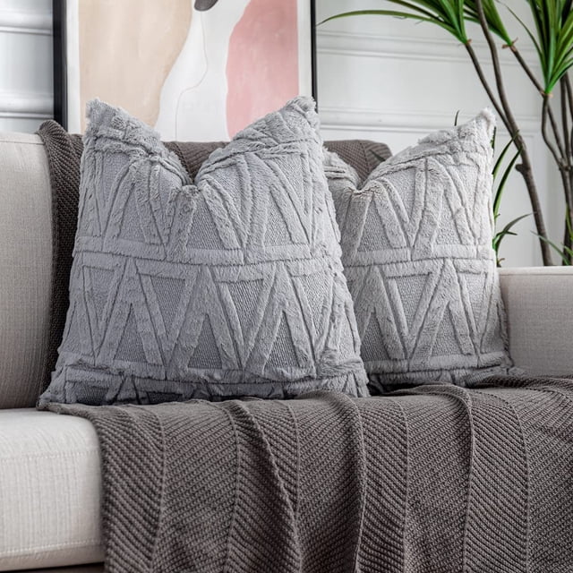 Fundas de almohada decorativas de terciopelo suave para casa de campo, fundas de almohada bohemias para sofá, cama, dormitorio, sala de estar (18 x 18 pulgadas) Ormromra WMPH-1588-2