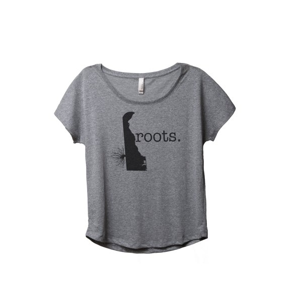 Thread Tank Home Roots State Delaware DE Women's Relaxed Slouchy Dolman T-Shirt Tee Heather Grey Small