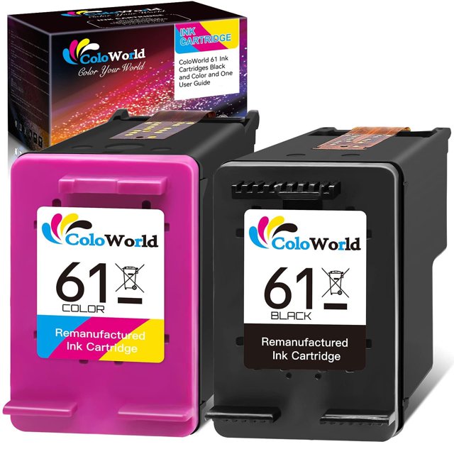 Cartucho de tinta ColoWorld de repuesto para HP 61 (1 negro, 1 color)
