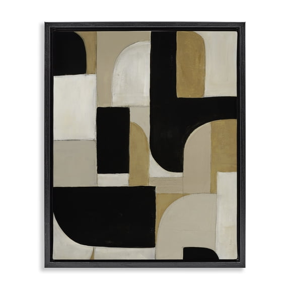Stupell Industries Modern Black & Neutral Shapes Black Floating Frame Canvas Art, 17 x 21, by Kippi Leonard