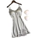 thumbnail image 1 of VISgogo, vestido de dormir de satén de seda para mujer, minifalda de encaje con micropicardías Sexy para mujer VISgogo moda, 1 of 2