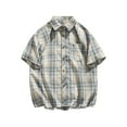 thumbnail image 5 of Vetsdori Big and Tall T-Shirts for Men Beige Short Sleeve Button Button up Plaid Summer Trendy Fashion Mens Shirts, 5 of 8