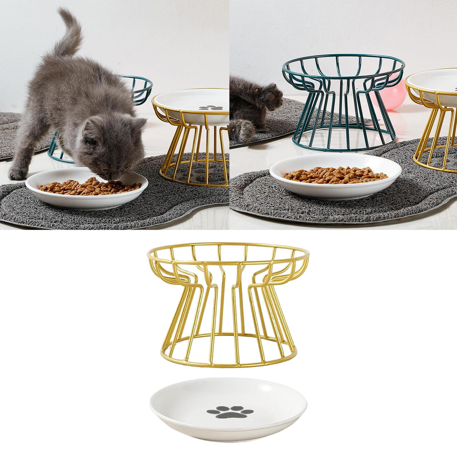 Fzaqwen Ceramic Pet Bowl Food Water & Treats for Cats & Dogs Non-slip Cat Bowls Pet Food Water Bowl Pet Supplies Golden