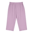 thumbnail image 4 of Atogsazn Kids Girls Linen Capris Childrens Casual Drawstring Wide Leg Cropped Pants Palazzo Boho Pant with Pockets Purple 7-8 Years Fashion, 4 of 8