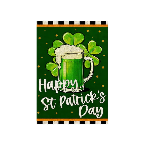 Double-Sided St. Patrick's Day Green Garden Flag Happy St. Patrick's Day Garden Flag Home Decor - Weatherproofs Double-Stitched Yard Flag - 18 X 12 Inches