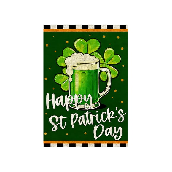 St. Patrick's Day Garden Flag for Men Women Double-Sided Linen Decorative Yard Flag 18 X 12 Inches