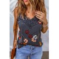 thumbnail image 4 of Women's Blue Floral Print Lace Contrast Tank Top, 4 of 7