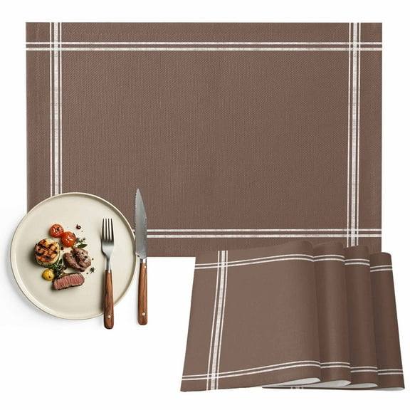 Placemats Set of 4, Solid Color Place Mats Brown Tablemats Washable Placemat Table Decoration for Kitchen Table Dinner Party Home Decor Indoor Outdoor 13x19 Inch
