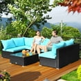 thumbnail image 3 of Costway 7PCS Patio Wicker Sofa Set Sectional Conversation Furniture Set Garden Navy Blue, 3 of 10