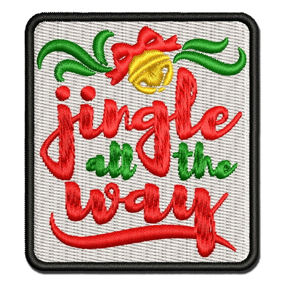 Jingle All the Way Christmas Applique Multi-Color Embroidered Iron-On Patch - 2.5 Inch Small