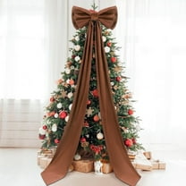 1 Pack Double-Layered Large Bow Christmas Decoration, 47Cm Width X 190Cm Length Flannel Material, Designed For Christmas Tree Decoration, Front Doors, Outdoor Festive Displays