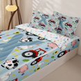 thumbnail image 3 of Catabedysis Cartoon Monogram X Zipper Twin Comforter Sets with Fitted Sheet and 2 Pillowcases For Boys,Kawaii Farm Pig Sheep Zipper Bedding Set,Colorful Stars Reversible,4 Pieces, 3 of 7