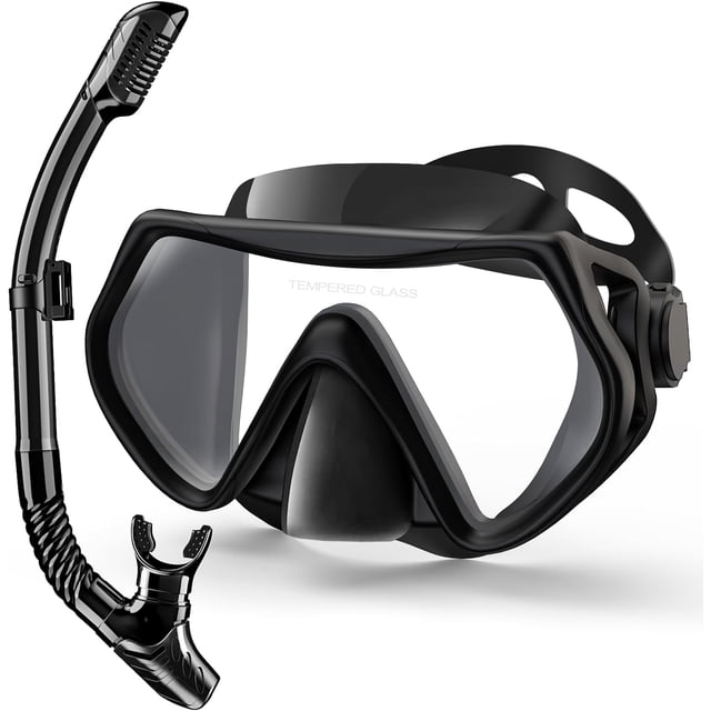 Snorkeling Gear for Adults, Dry-Top Snorkel Set Scuba Diving mask, 180°Panoramic Wide View Professional Snorkeling Gear Breathing Freely Snorkel Mask