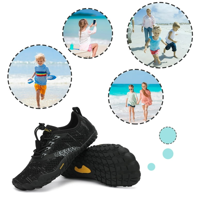 SAGUARO Unisex-kids Water Barefoot Shoes Boys Girls Quick Drying Hiking  Athletic Sneakers Breathable Ooutdoor Sports Swim Pool Climbing Running  Black