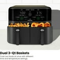 thumbnail image 3 of Chefman Dual Basket Air Fryer w/ Digital Touchscreen, 2 Independent 3 Qt Baskets, Sync Finish - Black, 3 of 18