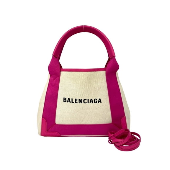 Pre-Owned BALENCIAGA Navy Cabas Canvas and Leather 2-Way Handbag/Shoulder Bag,... (Good)