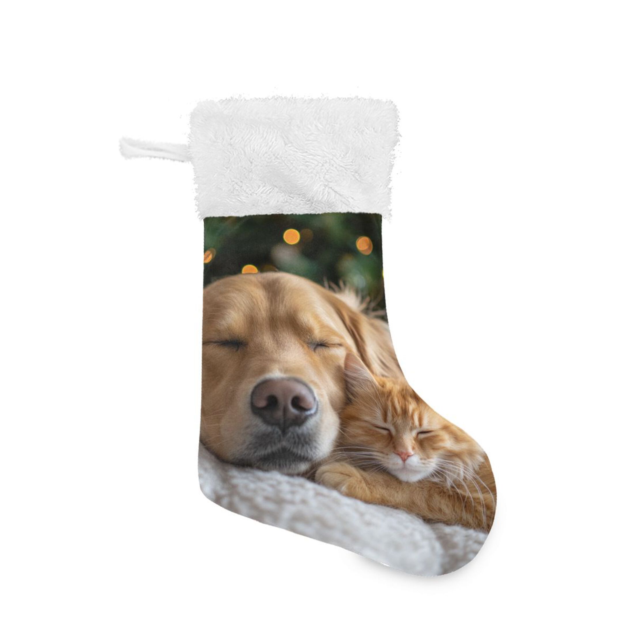 Homeford Weihnachtsstrumpf Mit Tierpfoten-Motiv – Aus Baumwolle, Beige, 43 Cm (17 Zoll), Für Haustier-Fans
