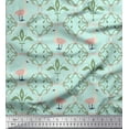 thumbnail image 1 of Soimoi Green Rayon Fabric Swan & Moroccan Damask Print Sewing Fabric Yard 56 Inch Wide, 1 of 5