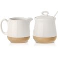 thumbnail image 1 of Hasense Ceramic Sugar and Creamer Set, Sugar Bowl with Lid and Spoon, Cream Pitcher, Cute Coffee Serving Set for Wedding Gift and Home Decor, Dishwasher Safe, White, 1 of 7
