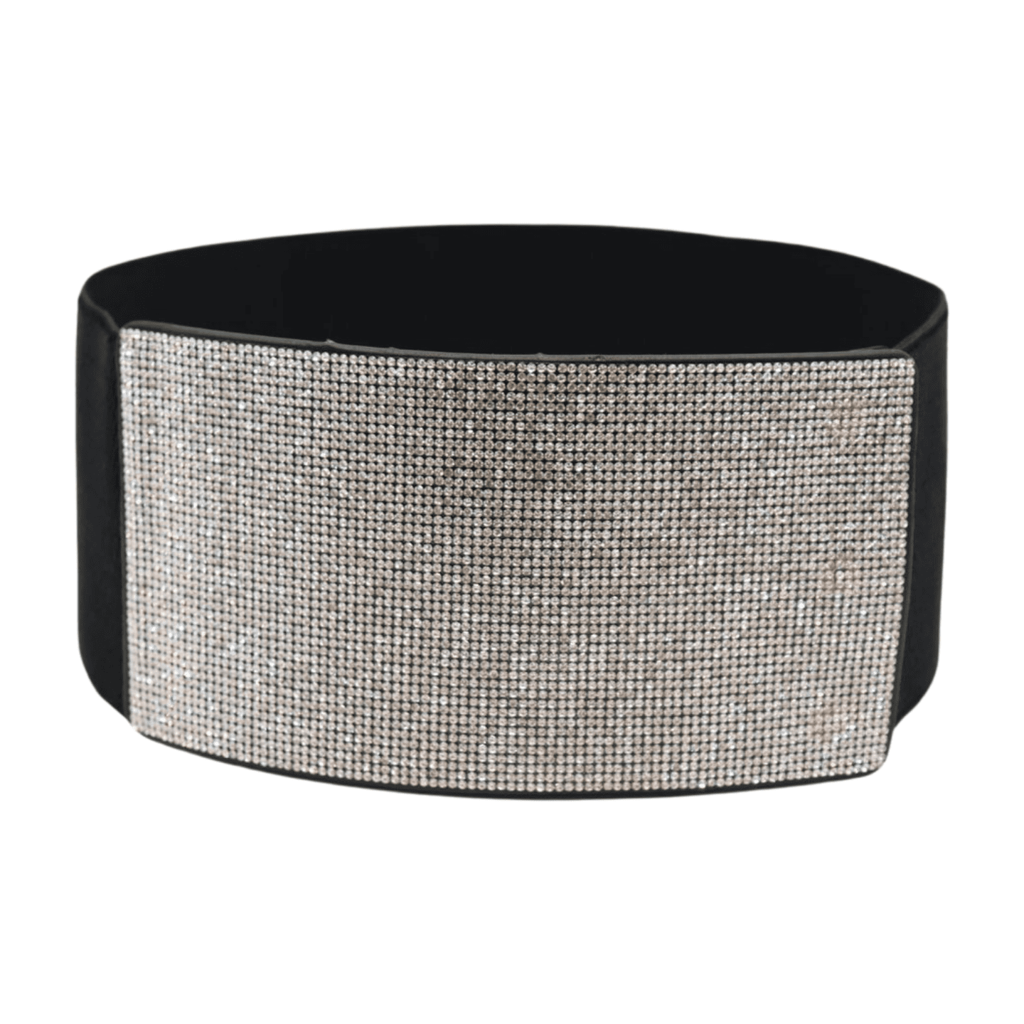 Women Wide Black Stretch Band Fashion Belt Silver Rhinestone Fancy Size S M z044 Trendy Fashion Jewelry Women Wide Stretch Black Waistband  main image 3