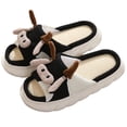 thumbnail image 1 of Sandalias Caseras Lindas Vaca Con Punta Abierta Cómodas para 4 Estaciones, 1 of 9