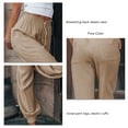 thumbnail image 6 of Women Tapered Pants Drawstring Back Elastic Waist Trousers Casual Bottoms for Yoga Jogging Training Hiking Apricot L, 6 of 8