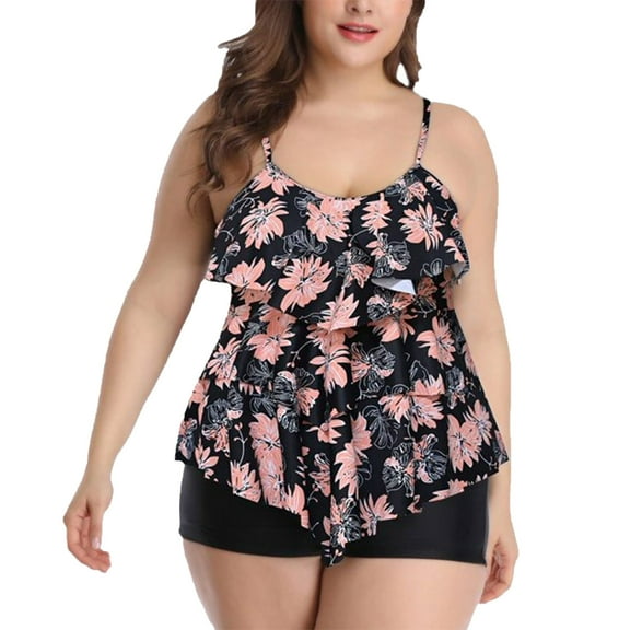 Feimerou Women Plus Size Tankini Swimsuit 2 Piece Flowy High Waisted Tummy Control Bathing Suits Tank Top with Boyshorts 2025
