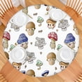 thumbnail image 2 of Colorful Mushroom Cartoon White Pattern Round Fitted Tablecloth with Elastic Edge,Dining Table Cover Waterproof,Outdoor Round Tablecloth for Camping,Dining,Indoor and Outdoor, 2 of 7