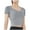 Gray, variant on Womens Workout Crop Tops Comfy Yoga Scoop Neck Short Sleeve Shirt Fitting Athletic Tunics with Bra Pads