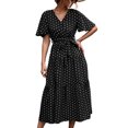 thumbnail image 2 of Vestido largo de verano para mujer, vestido cruzado informal con cuello en V para mujer, vestido cruzado con cuello en V, vestido largo con cuello en V de alta capacidad, 2 of 6