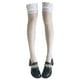 thumbnail image 1 of Medias altas de seda para mujer, calcetines de silicona con encaje, medias con lazo de satén, 1 of 5