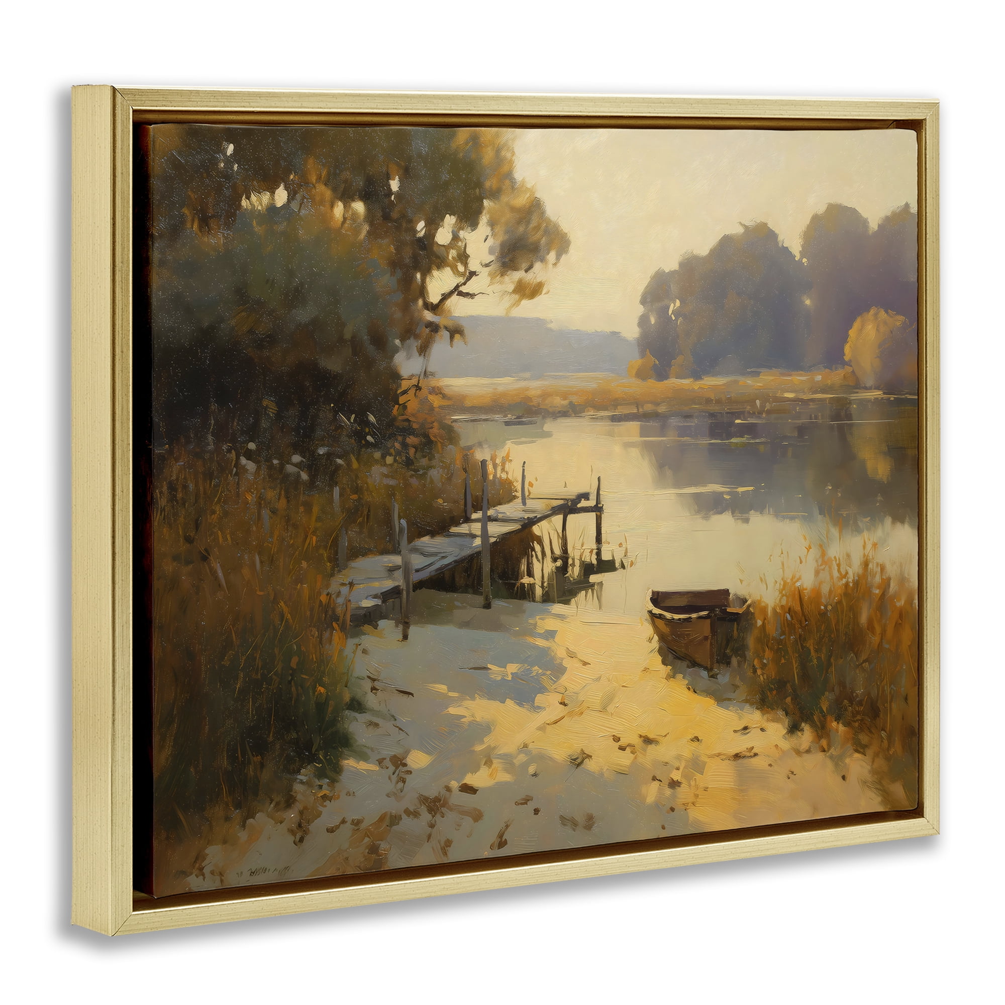 Golden Hour in Autumn Gold Framed Floater Canvas Wall Art, design by Arlington Prints