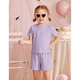 thumbnail image 5 of Arshiner Toddler Girls Summer Outfits Short Sleeves Crewneck Tops and Shorts with Pockets Cute Summer 2 Pieces Short Sets, 5 of 6