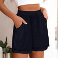 thumbnail image 4 of Breathable Linen Shorts Womens Drawstring Elastic Waist Flowy Boho Shorts with Pockets Loose Fitting for Summer Beach Casual Wear Black M, 4 of 5