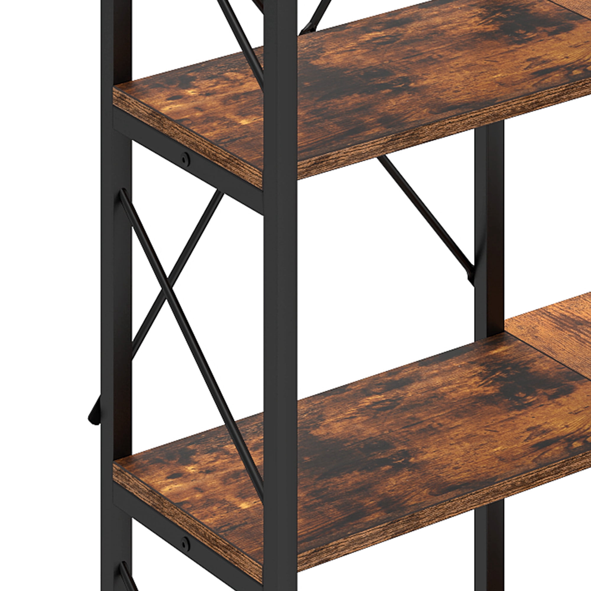Uforic 5-Tier Corner Bookshelf, Corner Shelf Display Bookcase with Metal Frame for Home Office, Brown