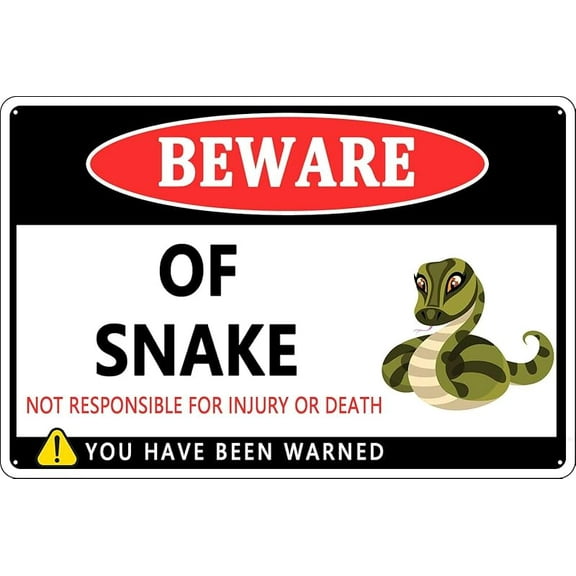 Vintage Metal Tin Sign Beware of Snake Not Responsible for Injury Or Death.