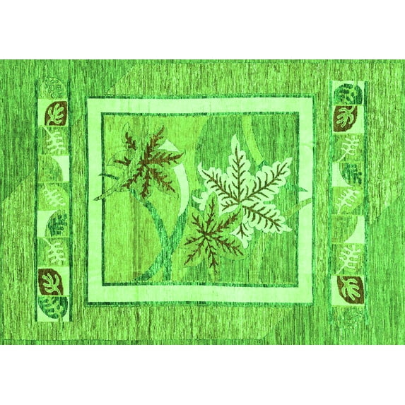 Ahgly Company Indoor Rectangle Abstract Green Modern Area Rugs, 2' x 5'