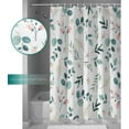 thumbnail image 3 of Waterproof Shower Curtain, Teal Pink Yellow Botanical Polyester Fabric Bathroom Curtains with 12 Hooks, 54" W x 78" H, Spring Floral Summer Quick-Drying Bathtub Curtain, 3 of 6