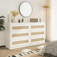 thumbnail image 6 of EcoSummer Rattan Dresser with 6 Drawers, Modern Double Dresser with Metal Gliding Slides, Wooden Storage Chest for Bedroom, Living Room, Closet, Hallway, White, 6 of 8