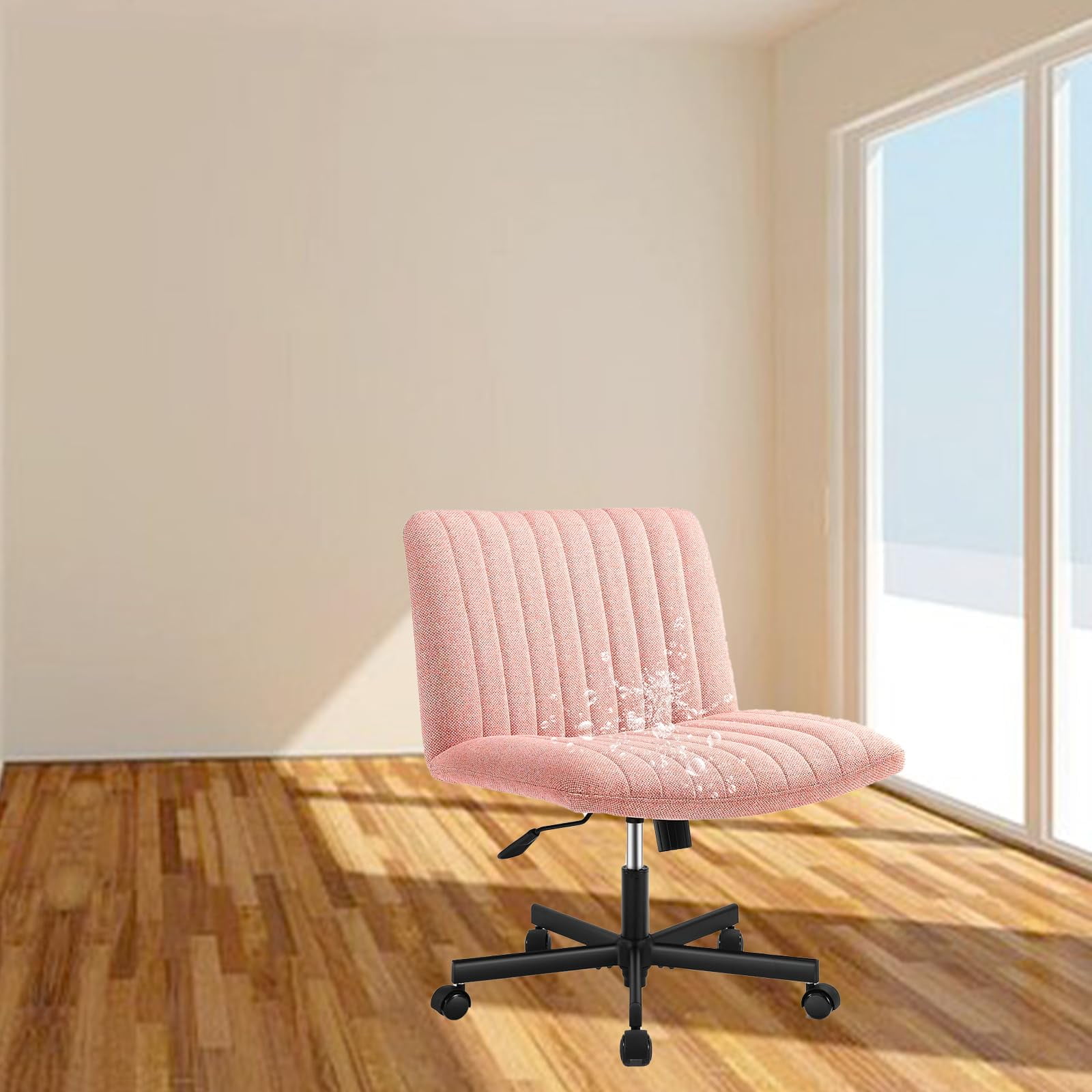 Joyfinity Water Proof  Criss Cross Chair with Wheels Plus Size Criss Office Chair Sit Cross-Legged Armless Swivel Home Modern Home Office Desk Chair Swivel Adjustable Vanity Chair