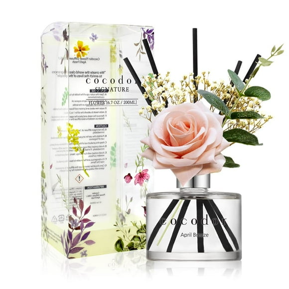 Cocod'or COCODOR Rose Flower Reed Diffuser/April Breeze/6.7oz(200ml)/1 Pack/Reed Diffuser, Reed Diffuser Set, Oil Diffuser & Reed Diffuser Sticks, Home Decor & Office Decor, Fragrance and Gifts