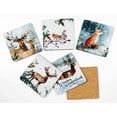 thumbnail image 2 of Inkdotpot Set of 6 Drink Coasters DecorativeNon-SlipCork Base4-inch Square PrintedCoastersEasy Clean, Winter Wonderland, 2 of 8