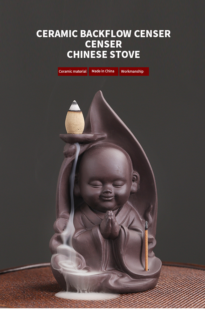 Purple Sand Urine Boy Backflow Incense Burner Creative Incense Burner Holder Office Home Zen Censer Aromatherapy Stove Ornaments